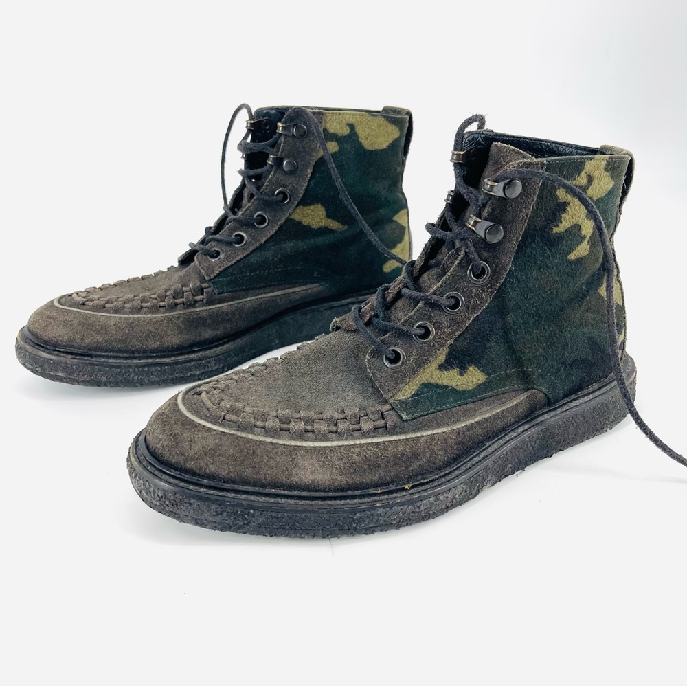 😎All Saints Suede Leather Lace Up Boots 41 Men Distress Grunge Minimalist Combat